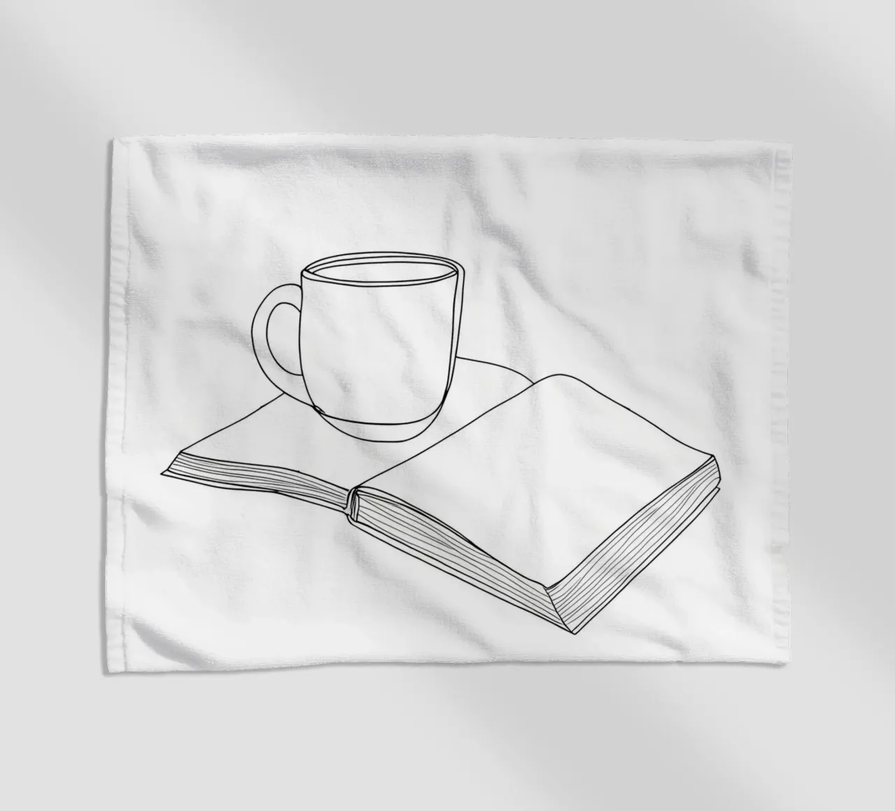 Caffè e libro Line Art minimalista telo mare da Viv Line Art