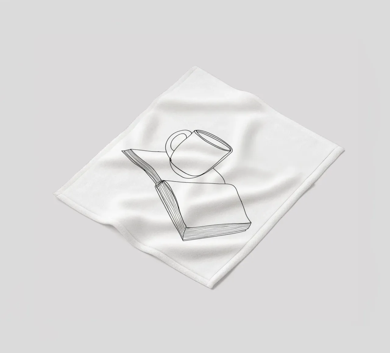 Caffè e libro Line Art minimalista coperta in pile da Viv Line Art