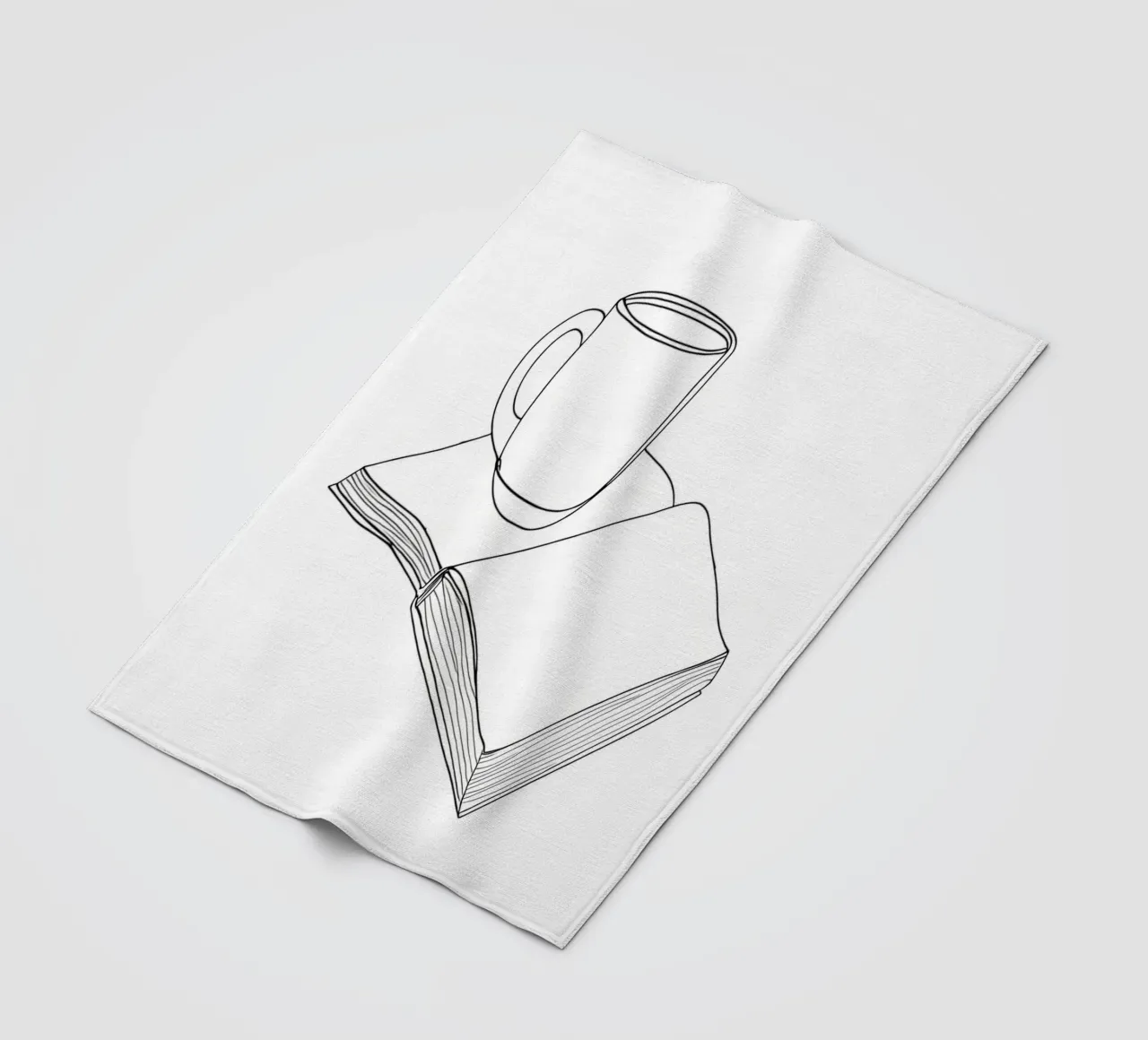 Caffè e libro Line Art minimalista coperta in pile da Viv Line Art