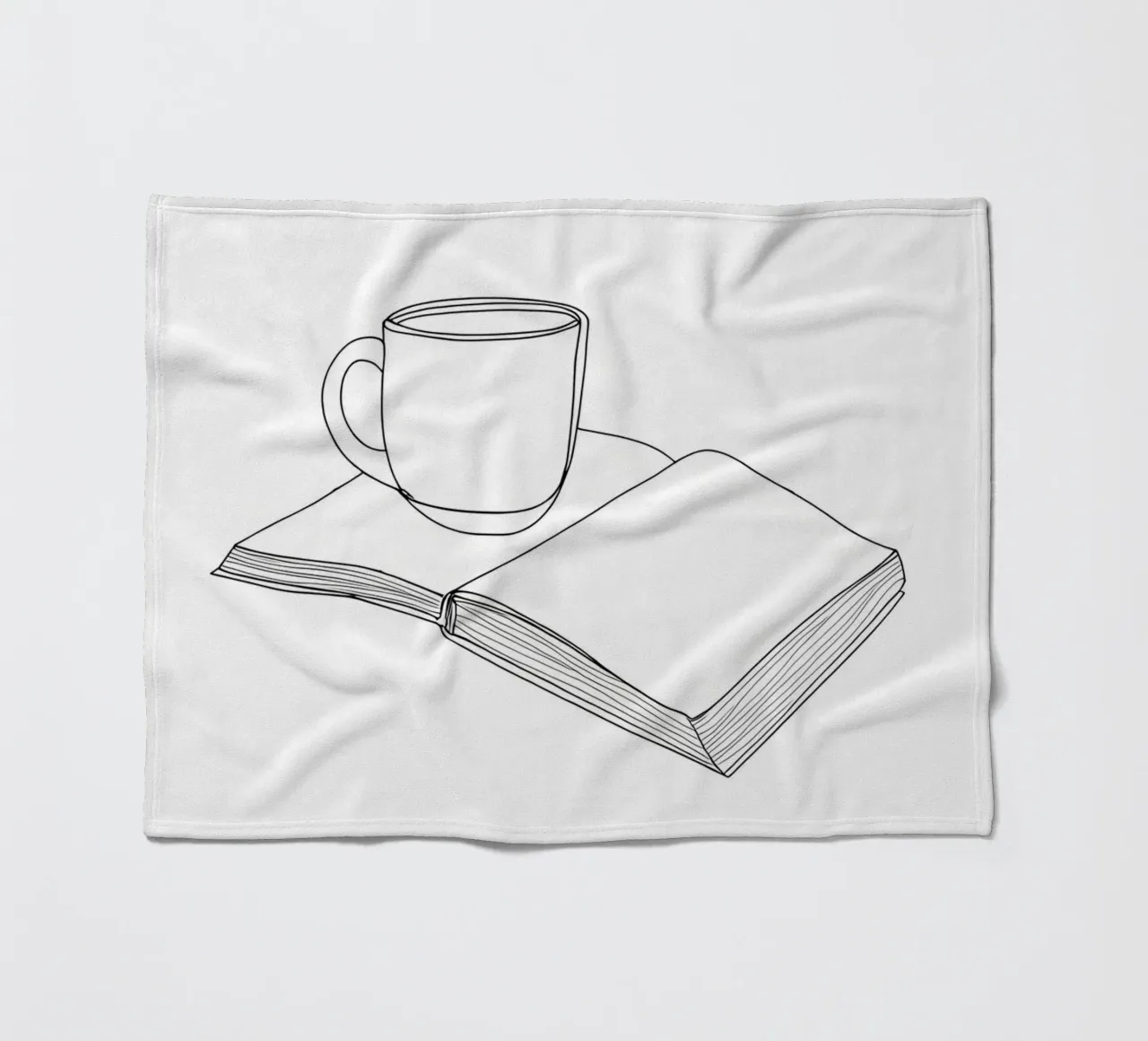 Caffè e libro Line Art minimalista coperta in pile da Viv Line Art