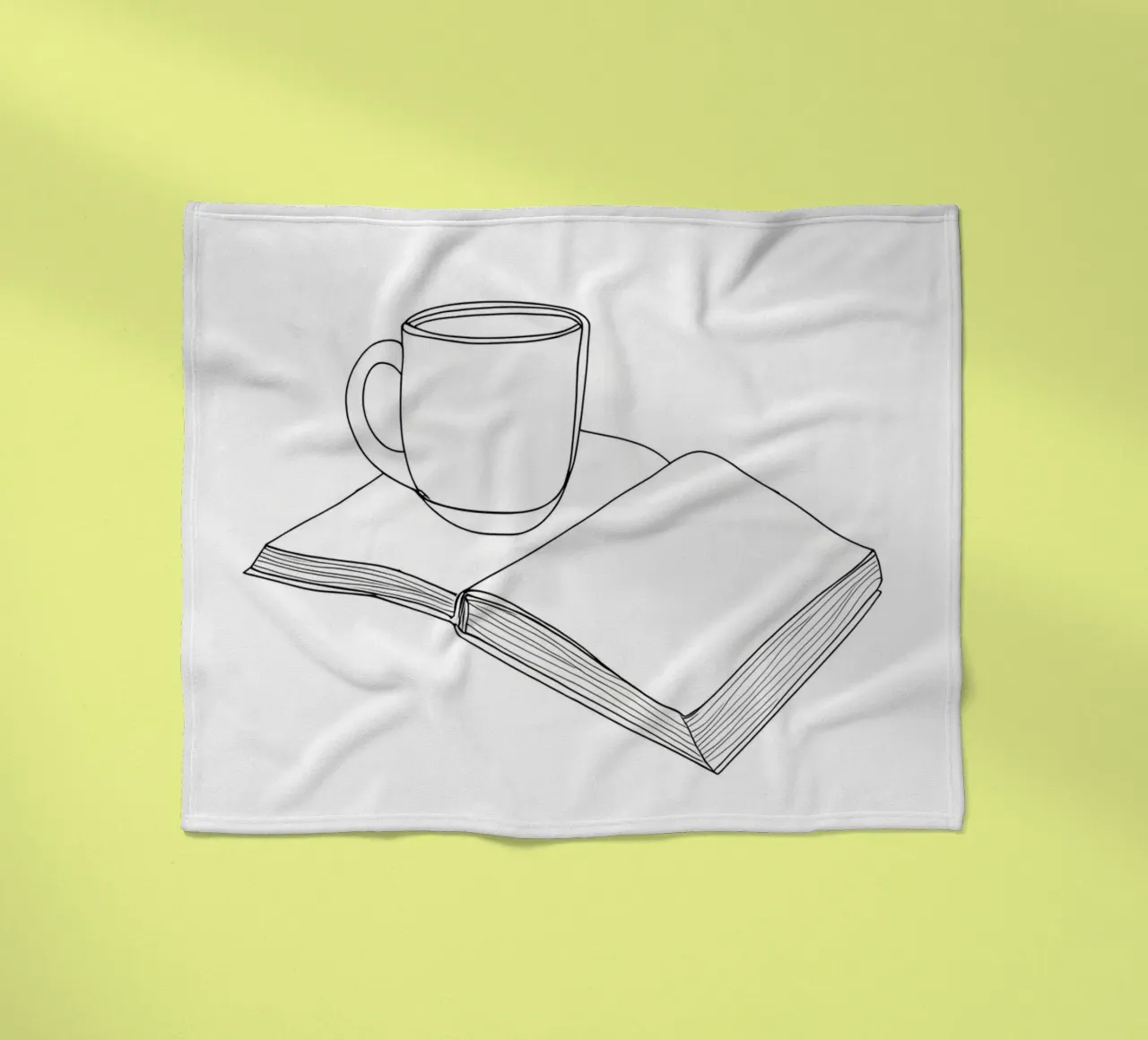 Caffè e libro Line Art minimalista coperta in pile da Viv Line Art