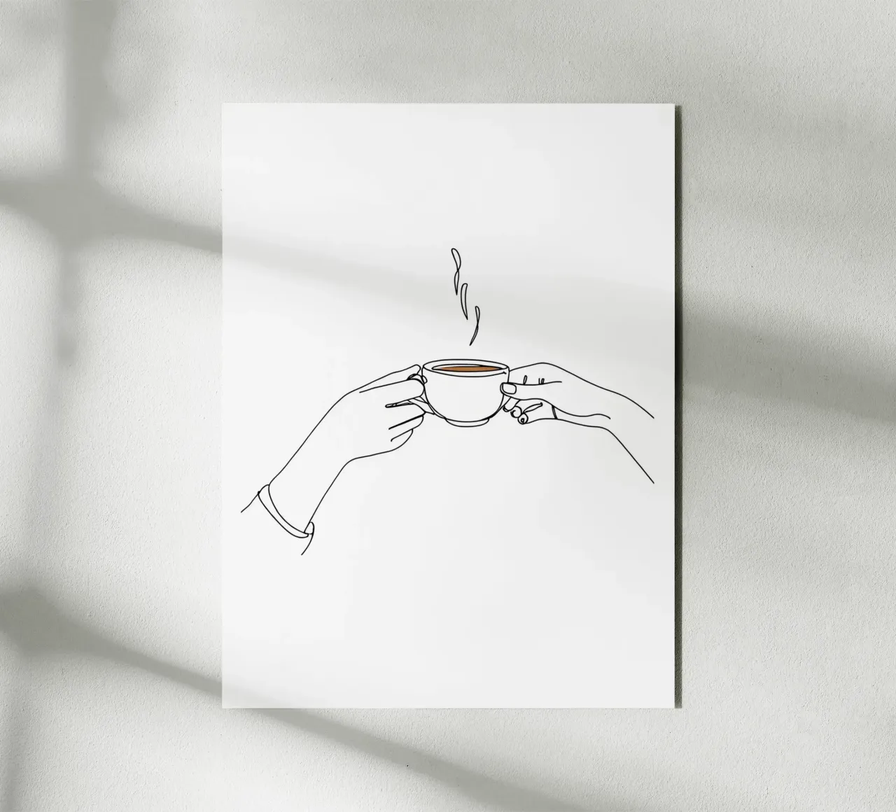 Pausa caffè Line Art minimalista alluminio dibond da Viv Line Art