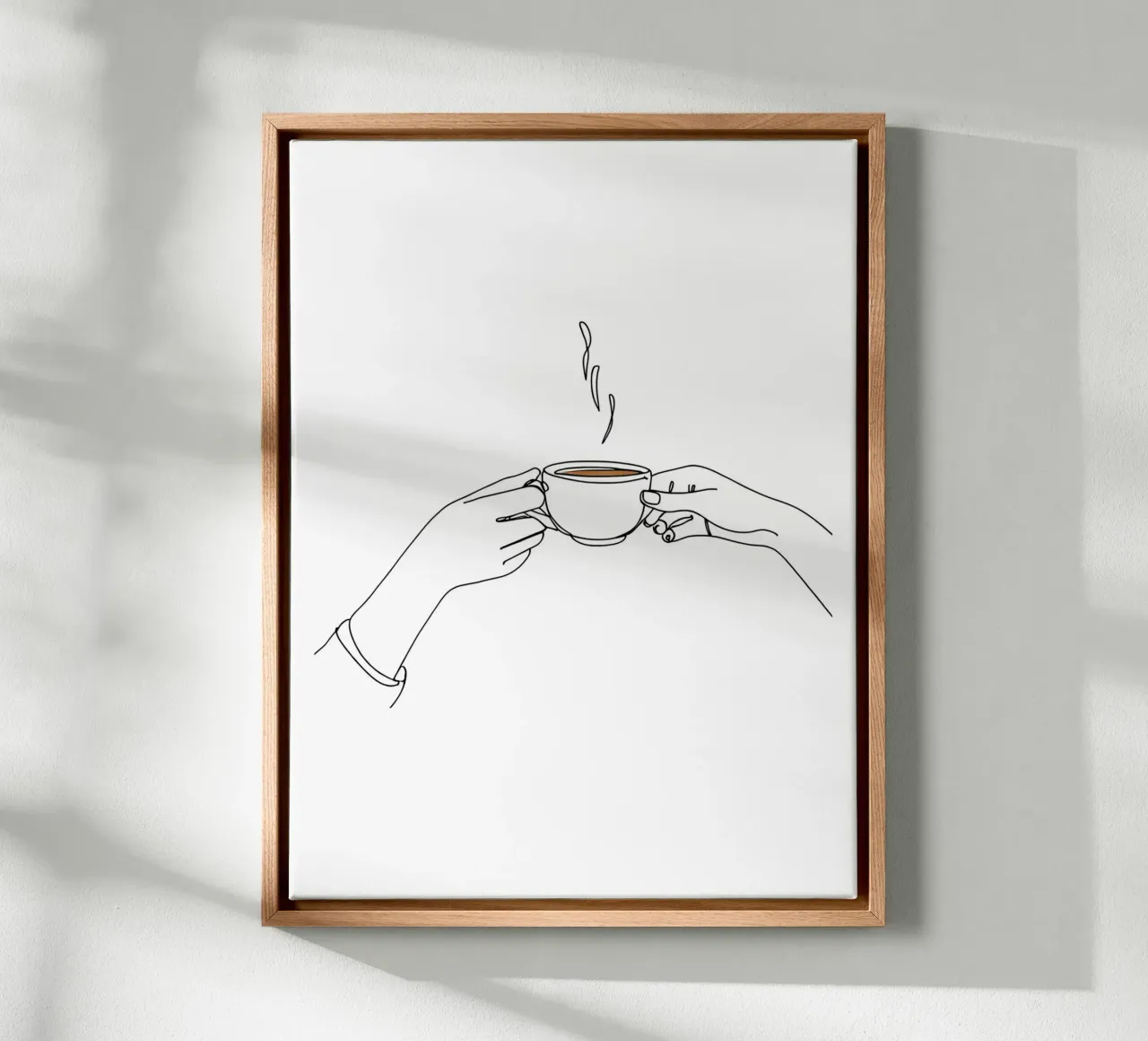 Pausa caffè Line Art minimalista tela con Cornice a cassetta da Viv Line Art