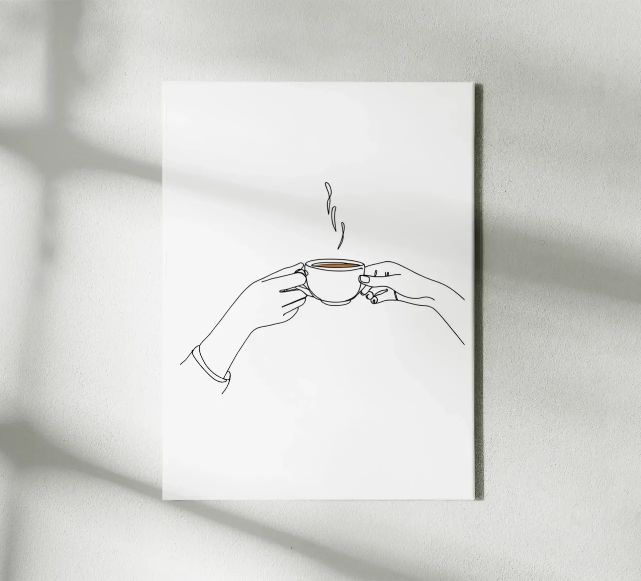 Pausa caffè Line Art minimalista tela con Cornice a cassetta da Viv Line Art
