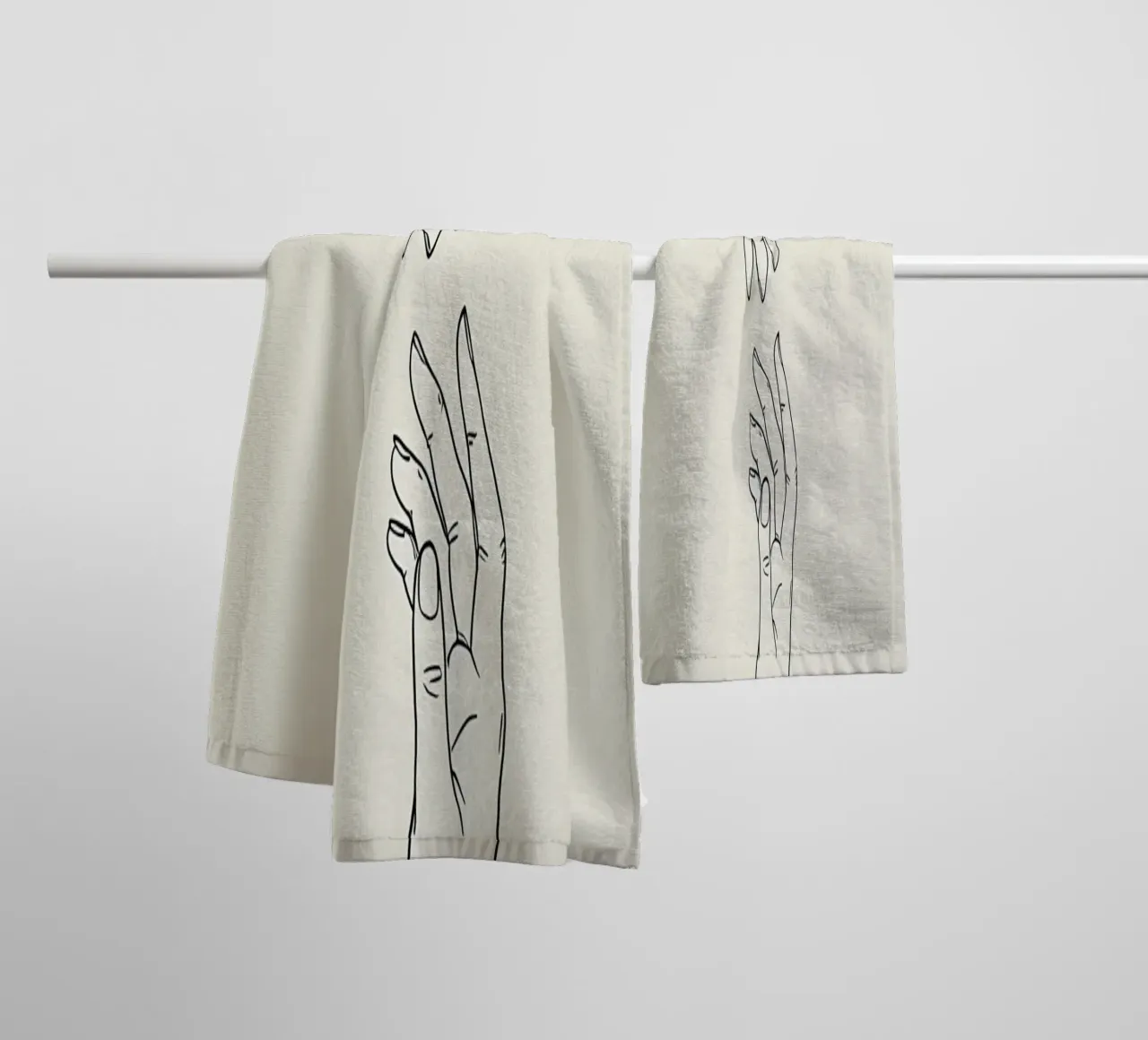 Hand Gesture Minimalist Line Art towel by Viv Line Art