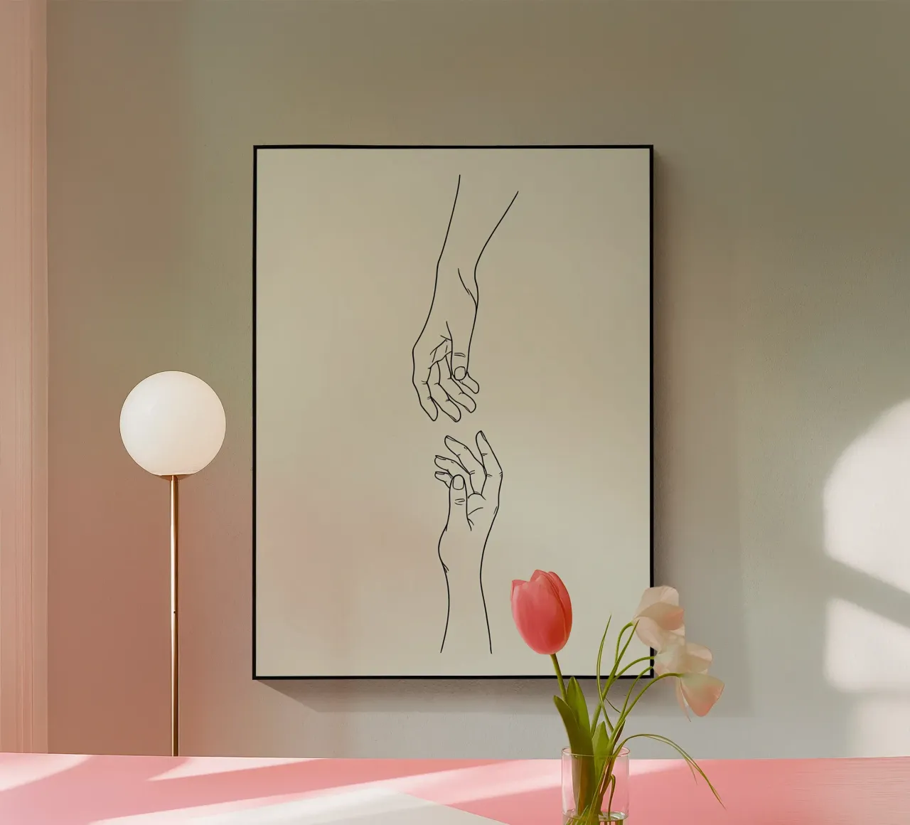 Gesto della mano Line Art minimalista plexiglass da Viv Line Art