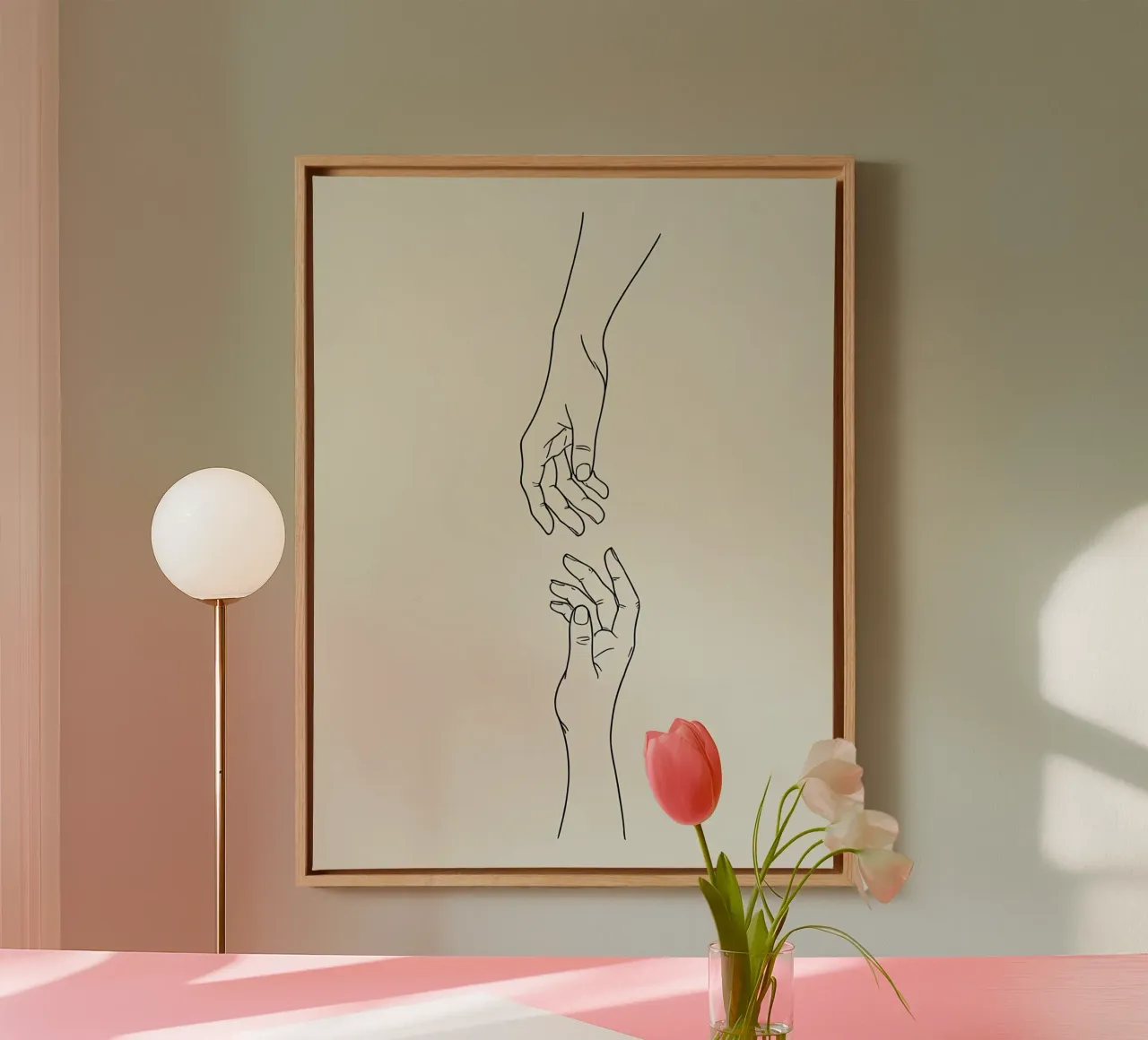 Hand Gesture Minimalist Line Art canvas by Viv Line Art