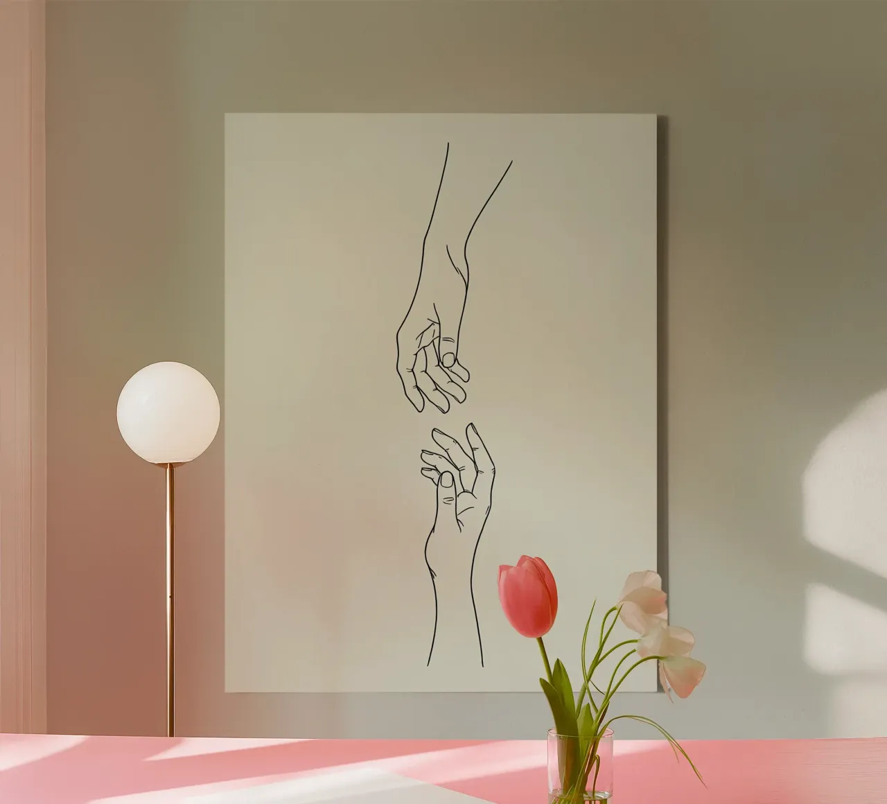Hand Gesture Minimalist Line Art canvas by Viv Line Art