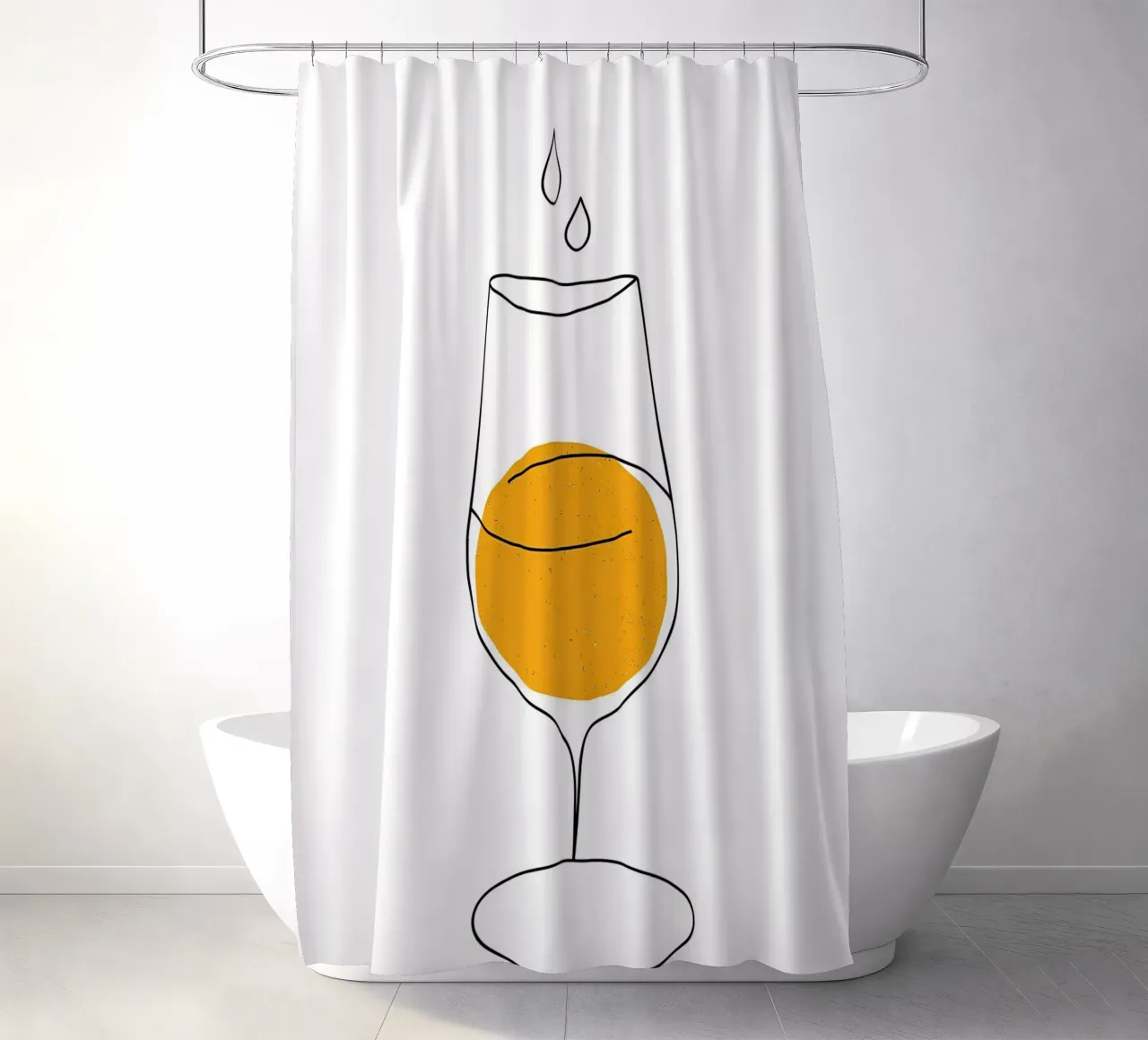 Wine-Glass Minimalist Line Art shower curtain by Viv Line Art