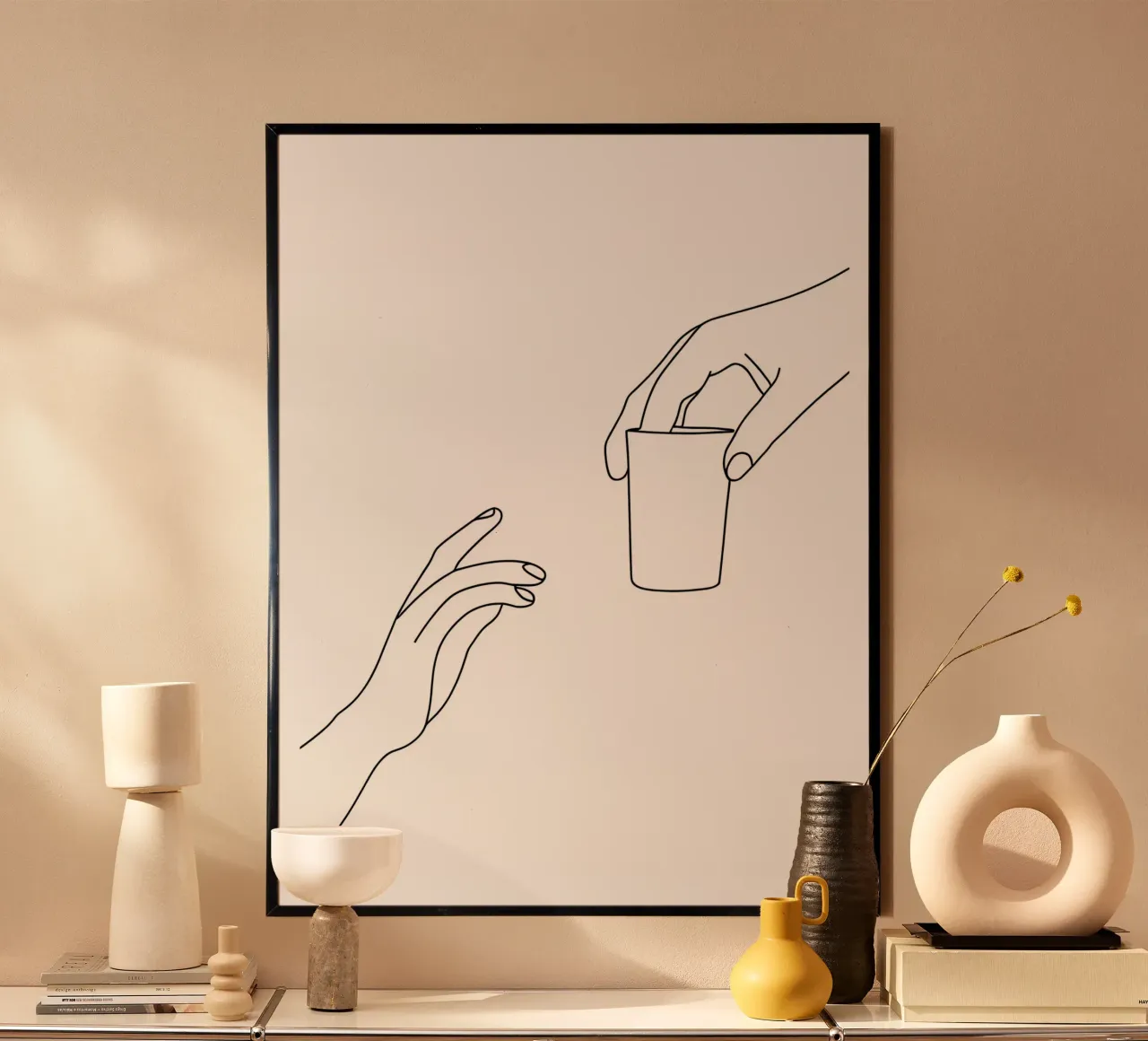 Un bicchiere di bibita minimalista Line Art poster da Viv Line Art