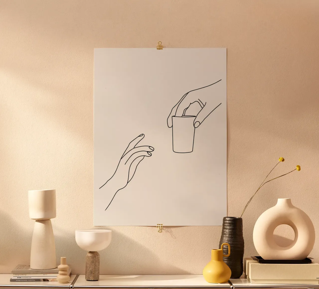 Un bicchiere di bibita minimalista Line Art poster da Viv Line Art