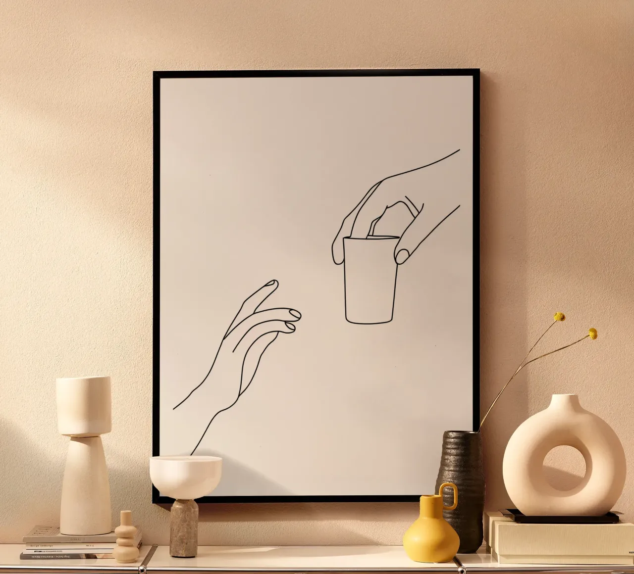 Un bicchiere di bibita minimalista Line Art poster da Viv Line Art