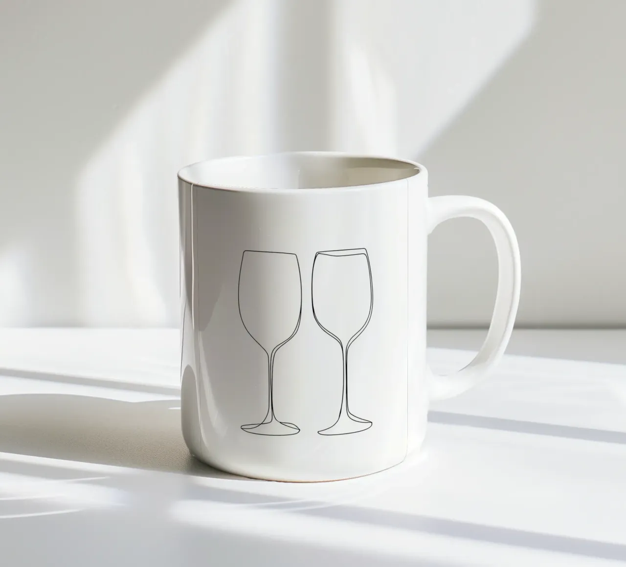 Bicchiere di vino Line Art minimalista tazza in ceramica da Viv Line Art