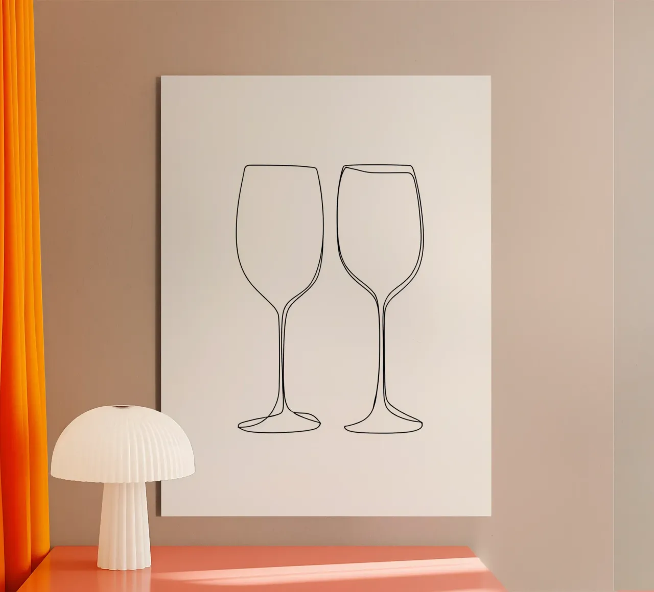 Wine Glass Minimalist Line Art alu-dibond by Viv Line Art