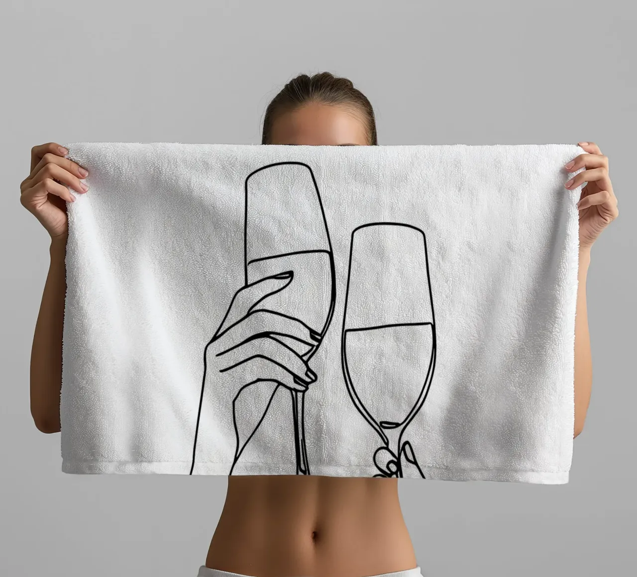 Cheers 4 Minimalist Line Art towel by Viv Line Art