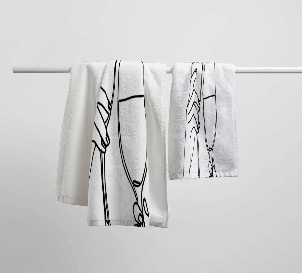 Cheers 4 Minimalist Line Art towel by Viv Line Art