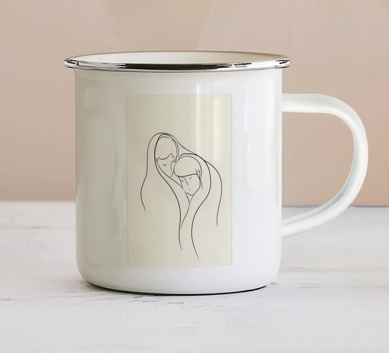 With You 2 Minimalist Line Art enamel mug by Viv Line Art