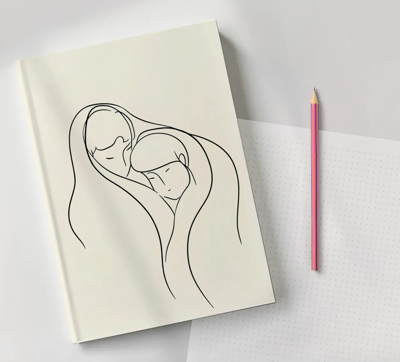 With You 2 Minimalist Line Art notebook by Viv Line Art