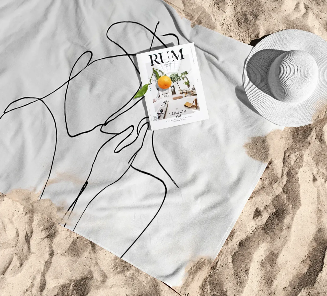 Coppia di artisti di linea minimalisti telo mare da Viv Line Art