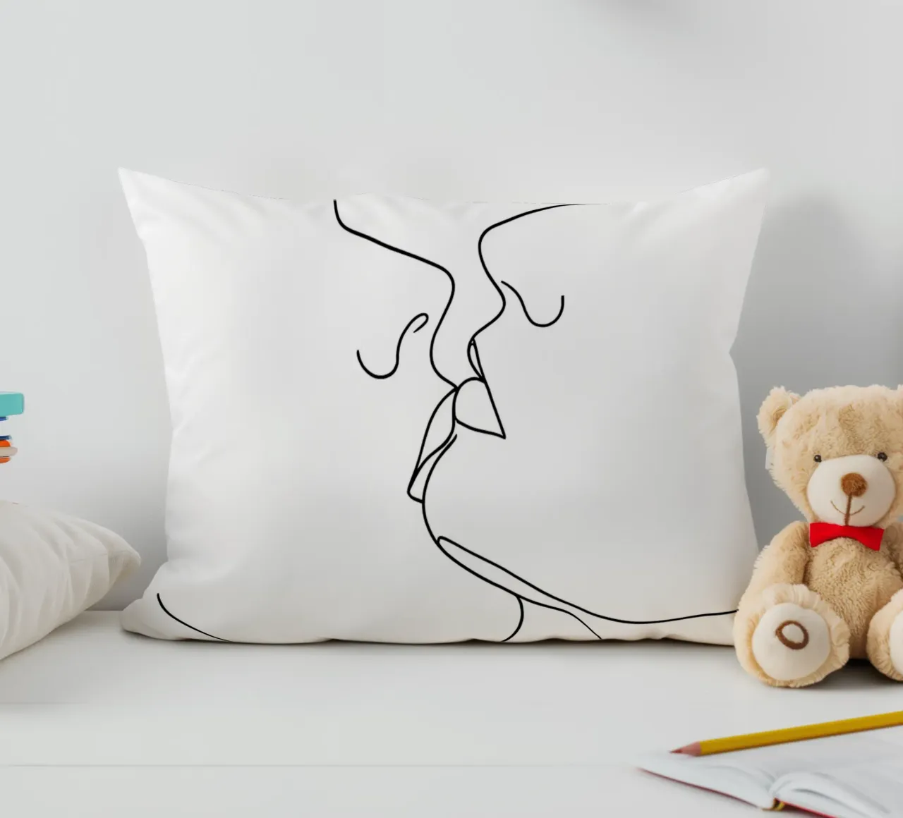 Volti di coppia Line Art minimalista cuscino da Viv Line Art