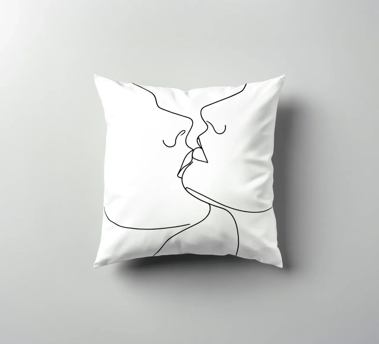 Volti di coppia Line Art minimalista cuscino da Viv Line Art