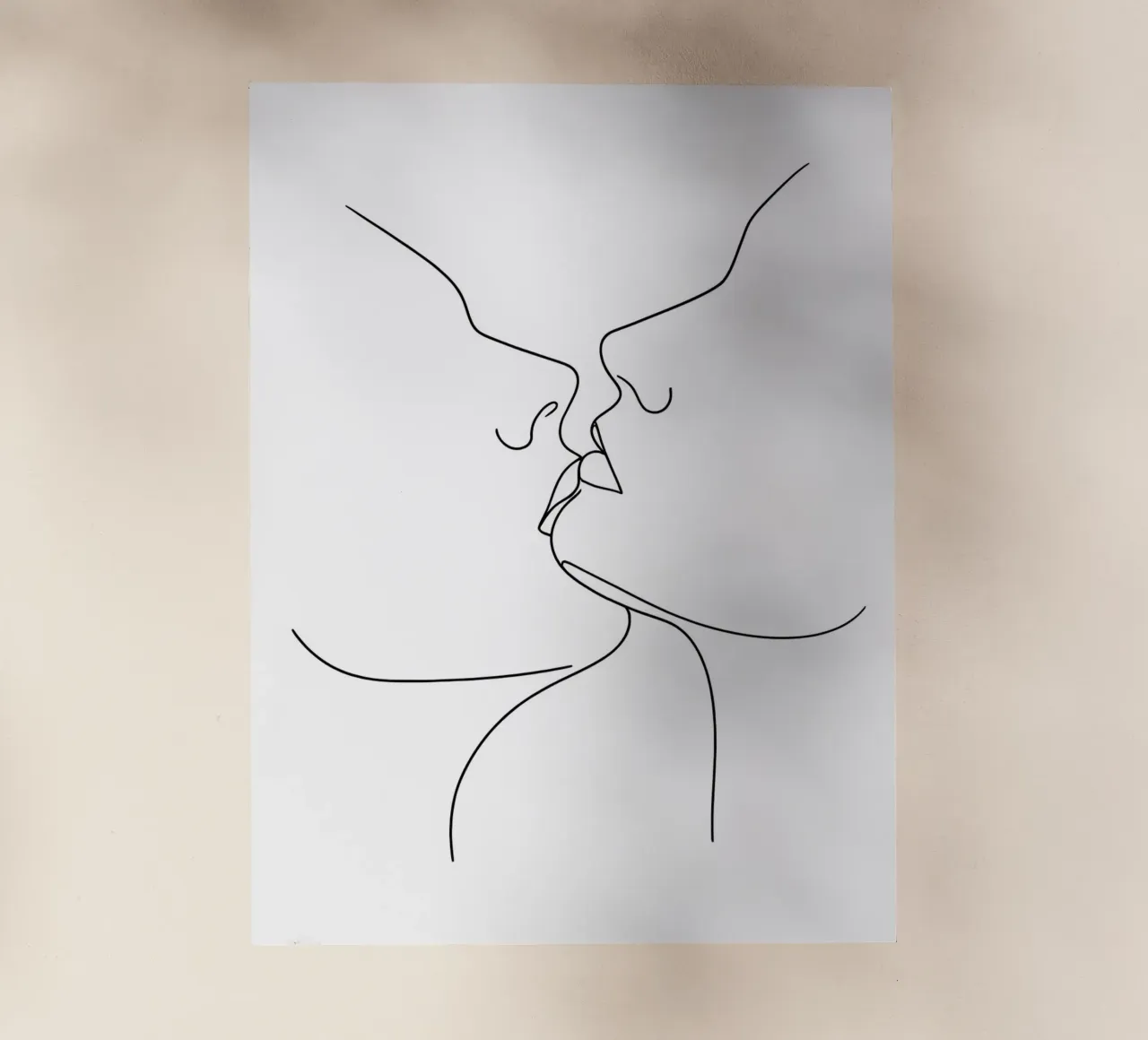 Volti di coppia Line Art minimalista pellicola backlit da Viv Line Art