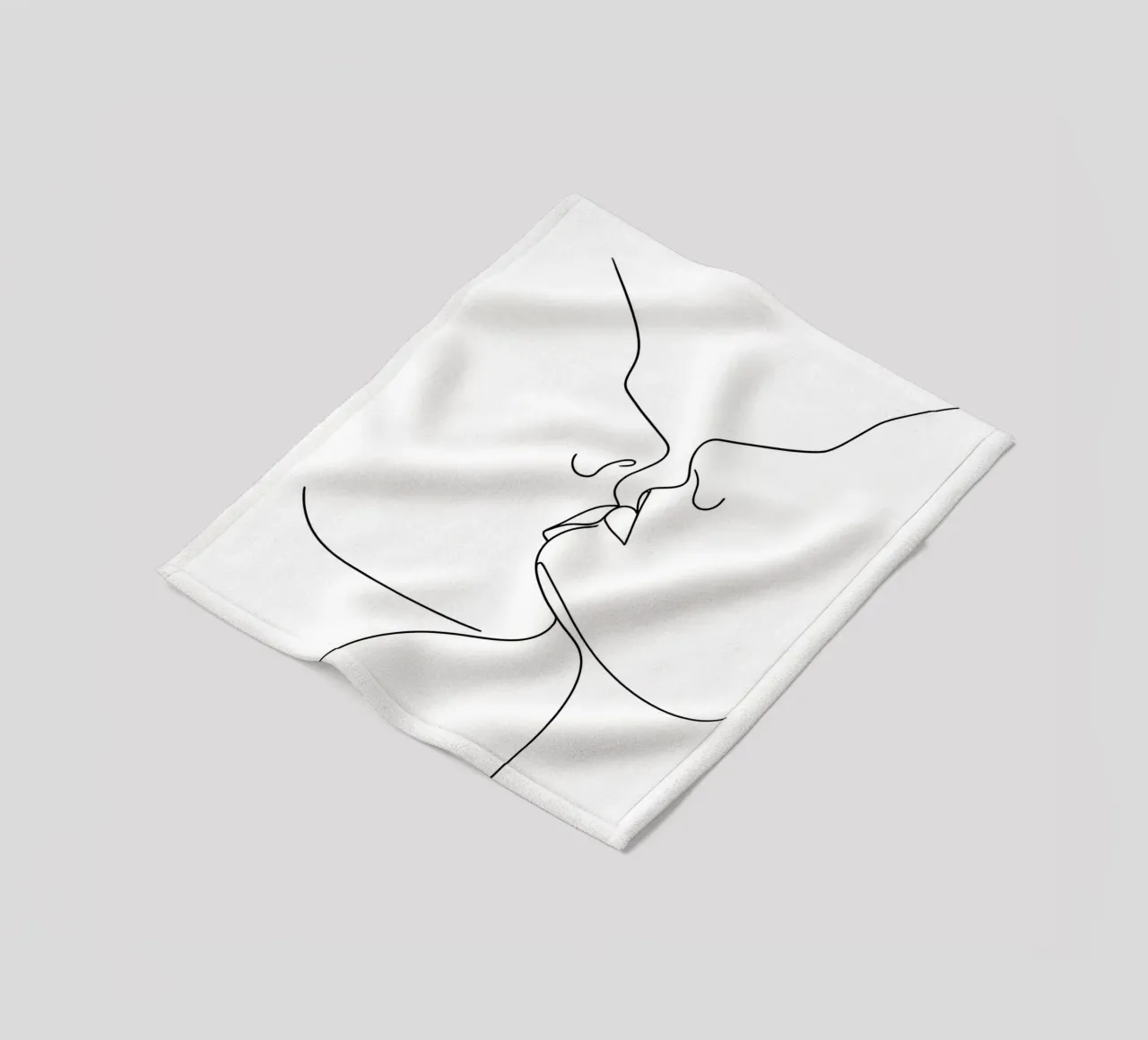 Volti di coppia Line Art minimalista coperta in pile da Viv Line Art