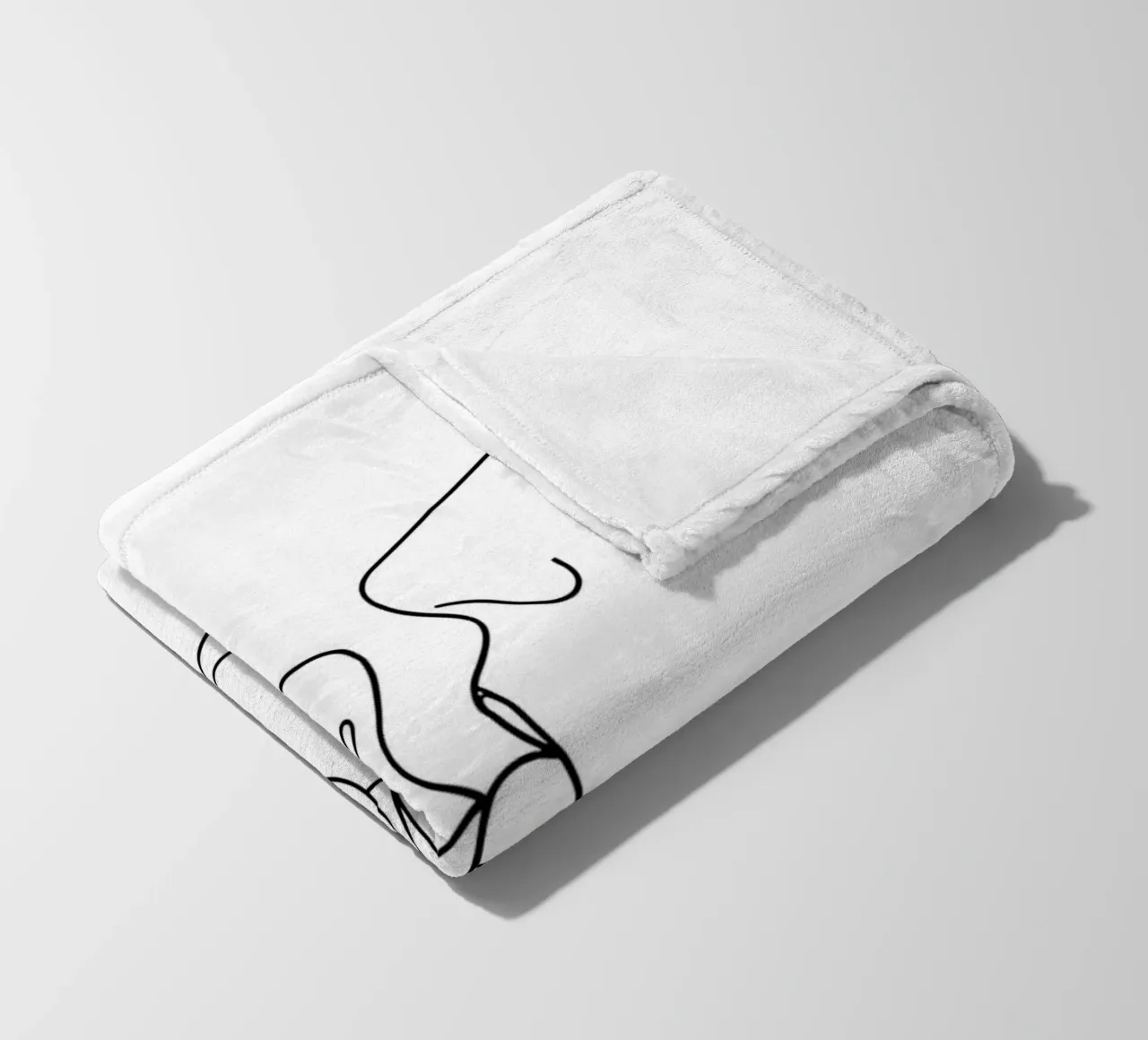 Volti di coppia Line Art minimalista coperta in pile da Viv Line Art