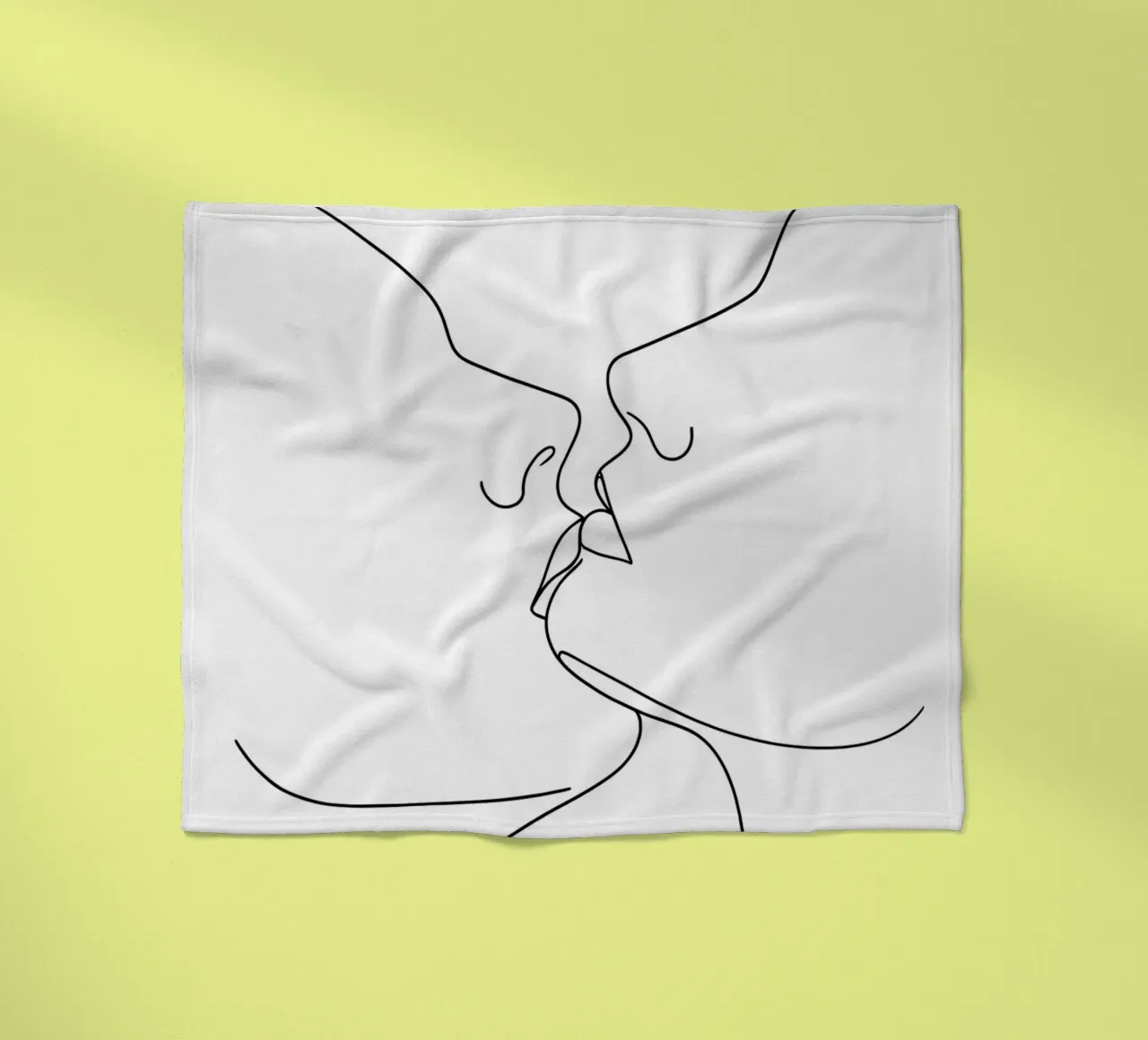 Volti di coppia Line Art minimalista coperta in pile da Viv Line Art