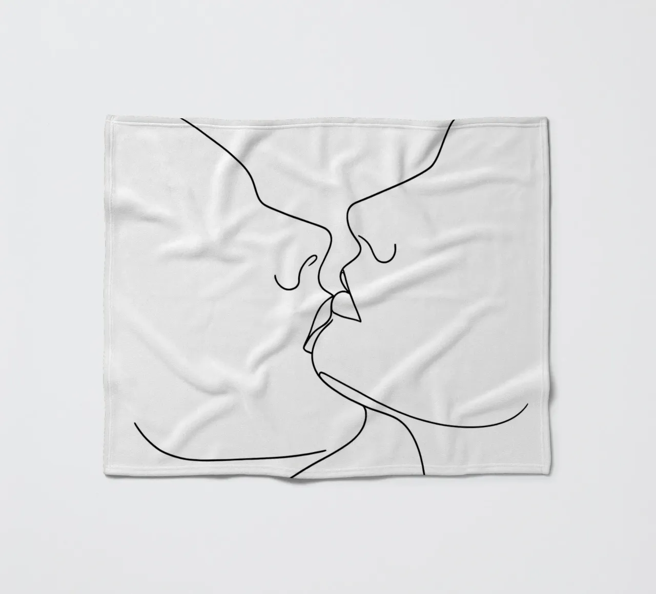 Volti di coppia Line Art minimalista coperta in pile da Viv Line Art
