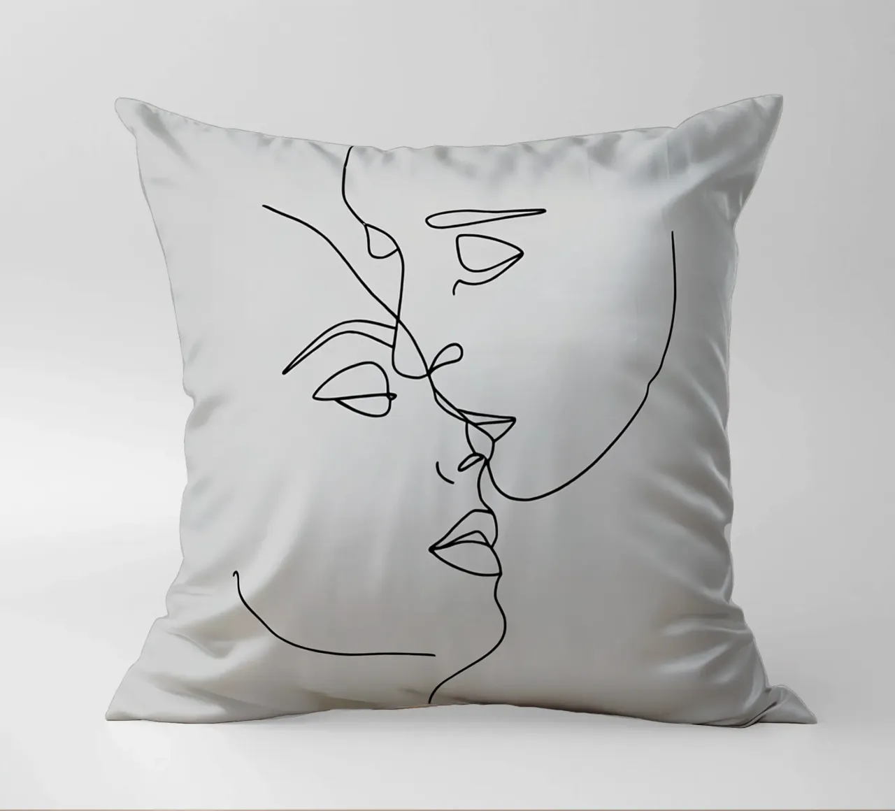 Volti di coppia Line Art minimalista cuscino da Viv Line Art