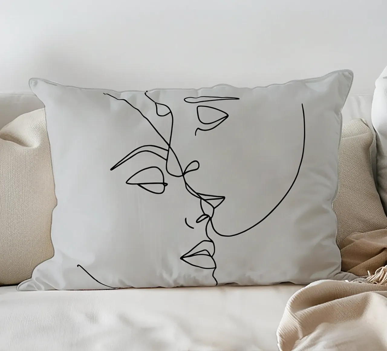 Volti di coppia Line Art minimalista cuscino da Viv Line Art