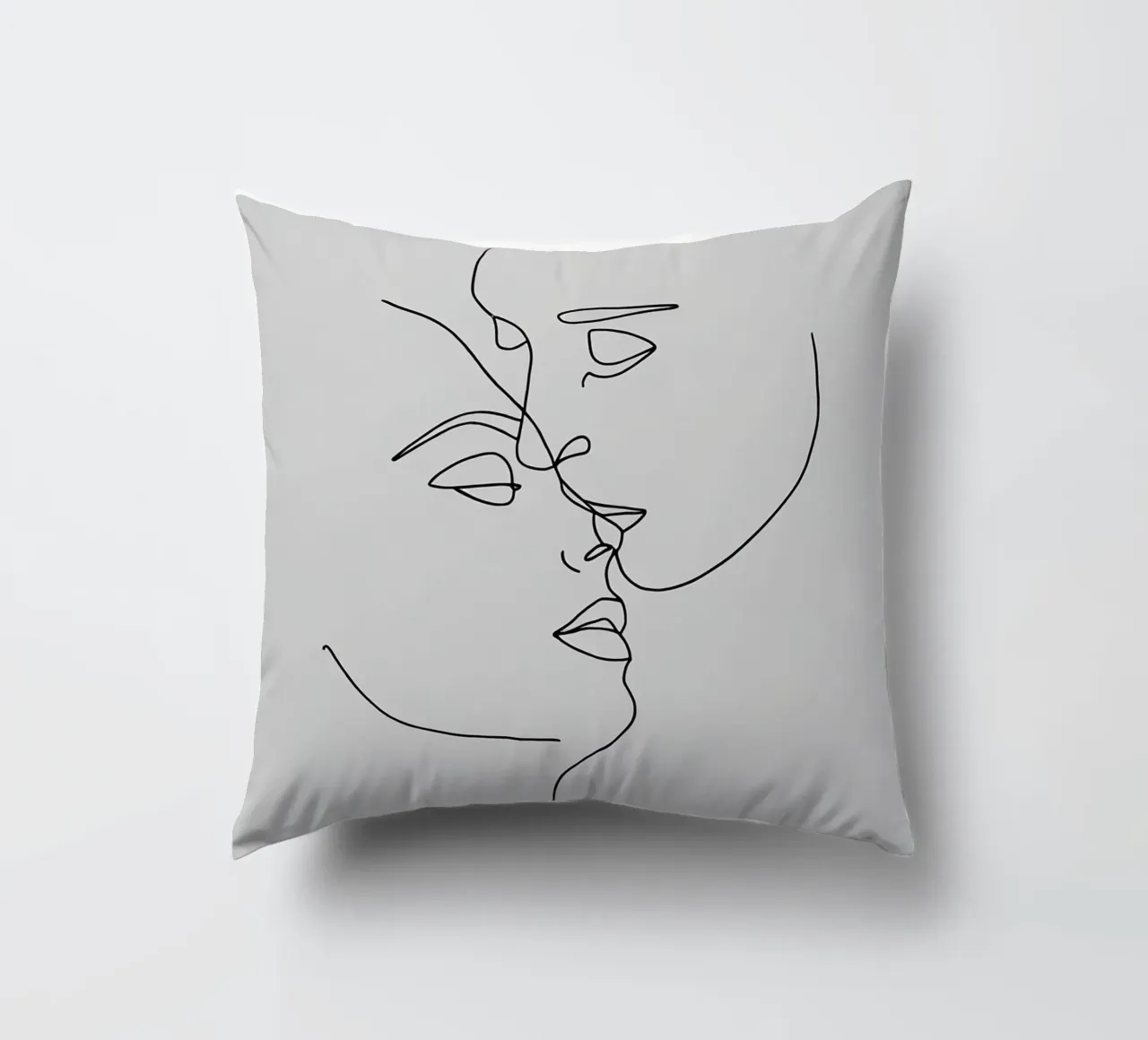 Volti di coppia Line Art minimalista cuscino da Viv Line Art