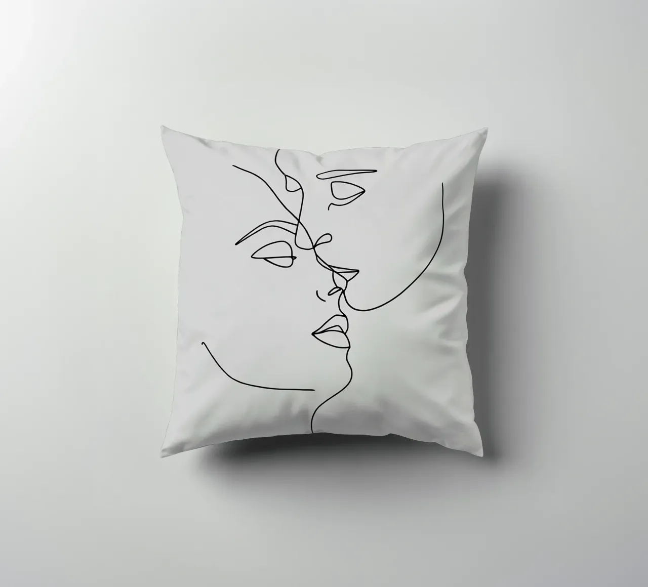 Volti di coppia Line Art minimalista cuscino da Viv Line Art