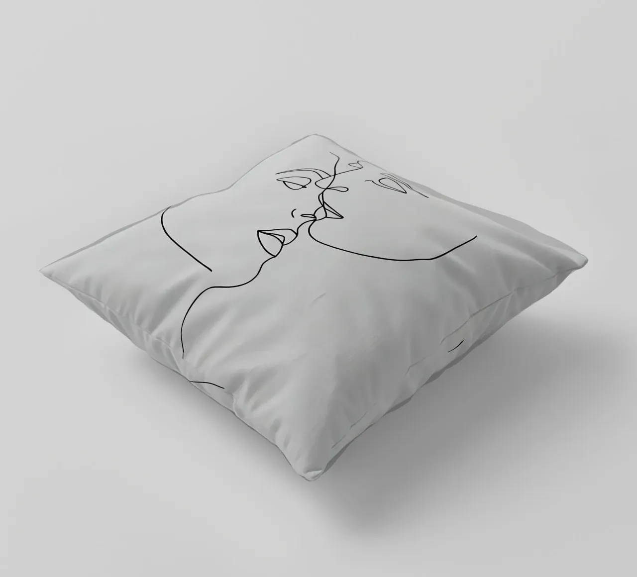 Volti di coppia Line Art minimalista cuscino da Viv Line Art