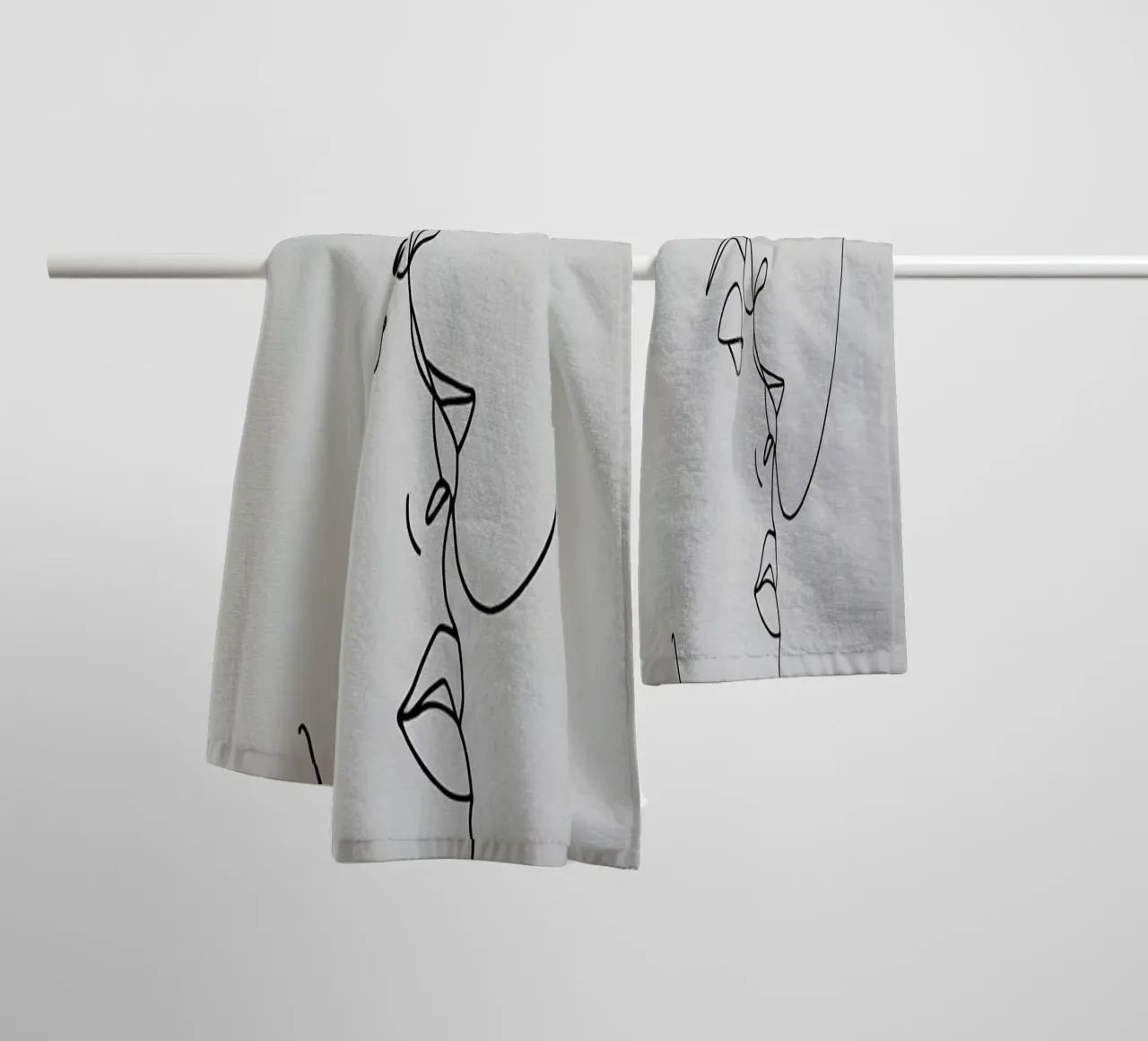 Couple Faces Minimalist Line Art towel by Viv Line Art