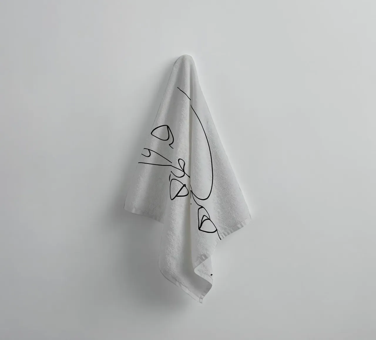 Couple Faces Minimalist Line Art towel by Viv Line Art