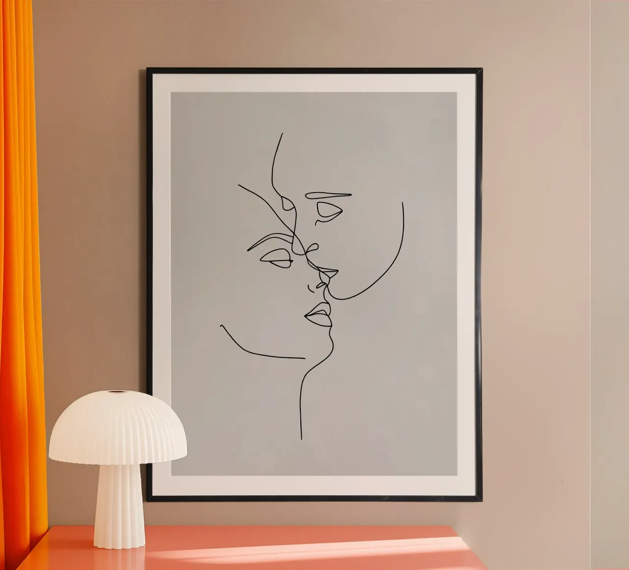 Couple Faces Minimalist Line Art poster by Viv Line Art