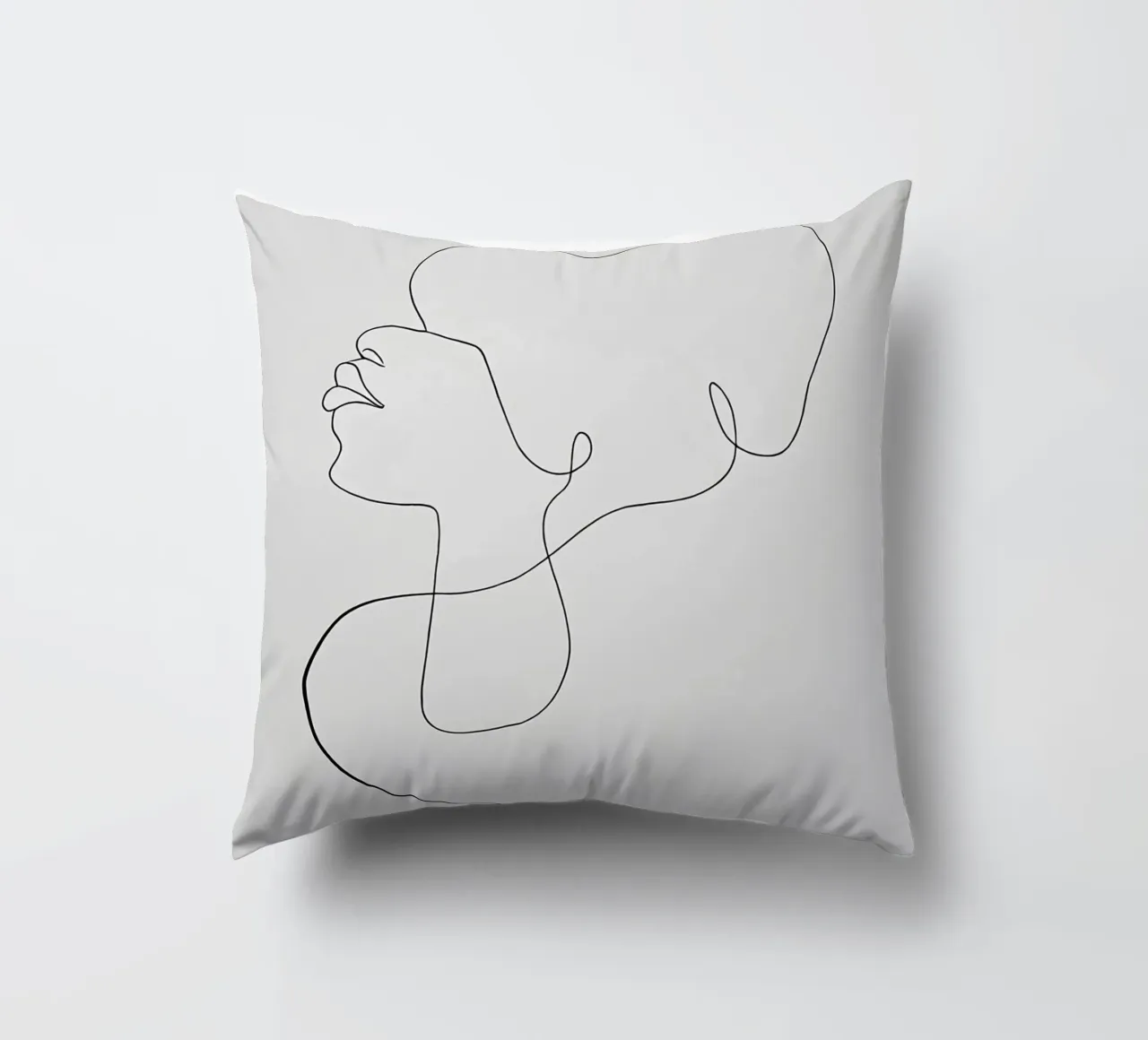 Flowing Face Minimalist Line Art decorative cushion by Viv Line Art