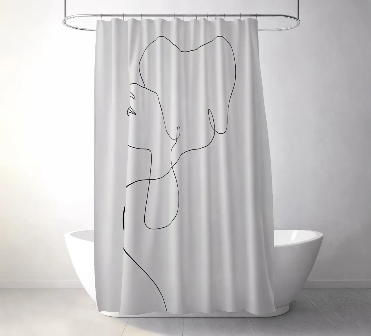 Flowing Face Minimalist Line Art shower curtain by Viv Line Art