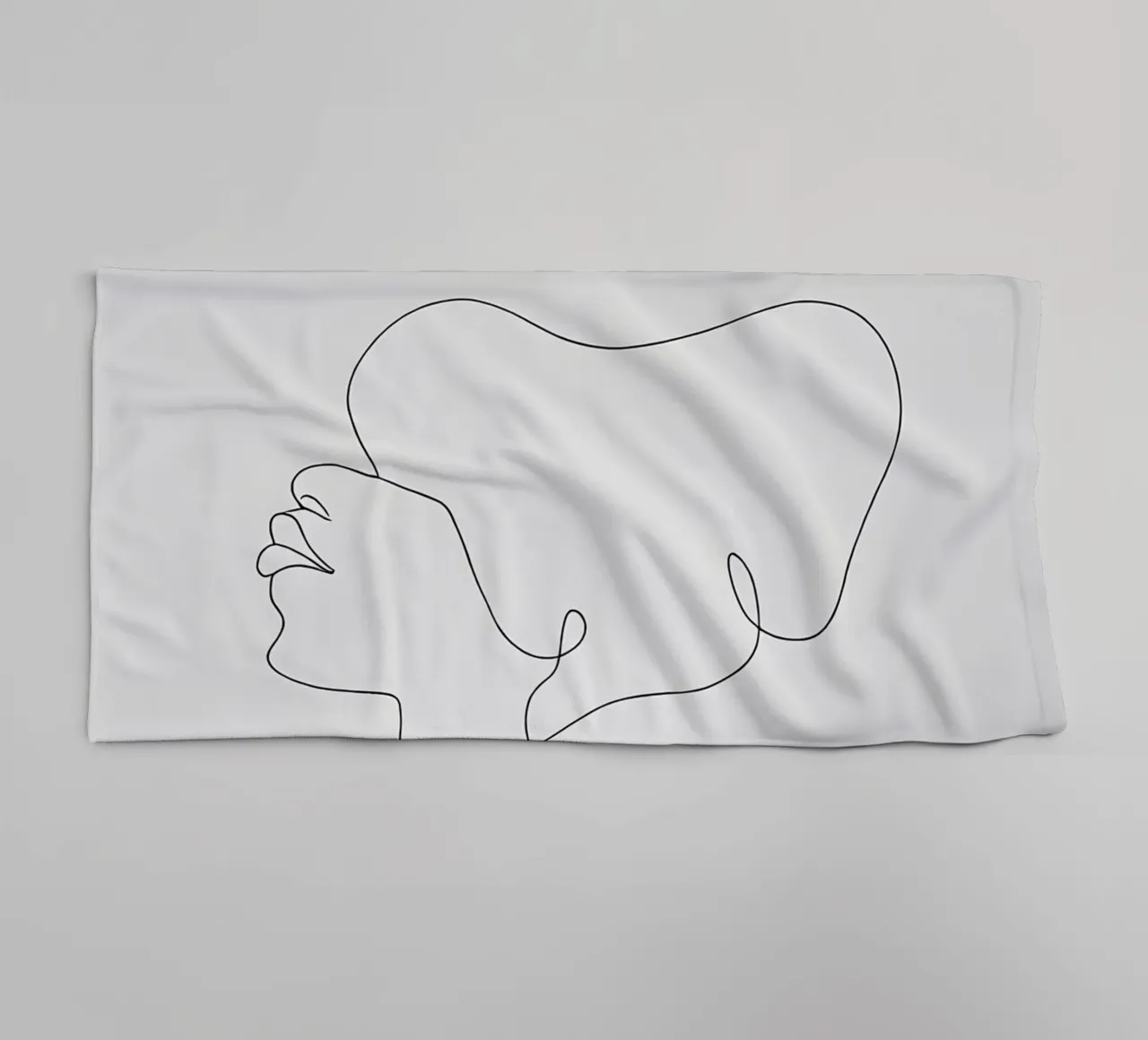 Flowing Face Minimalist Line Art towel by Viv Line Art