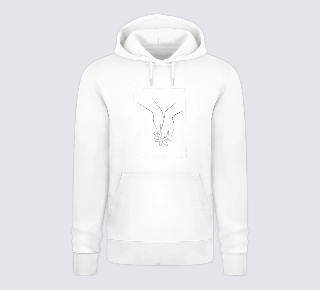 Mani che si tengono in mano Line Art minimalista felpa con cappuccio da Viv Line Art