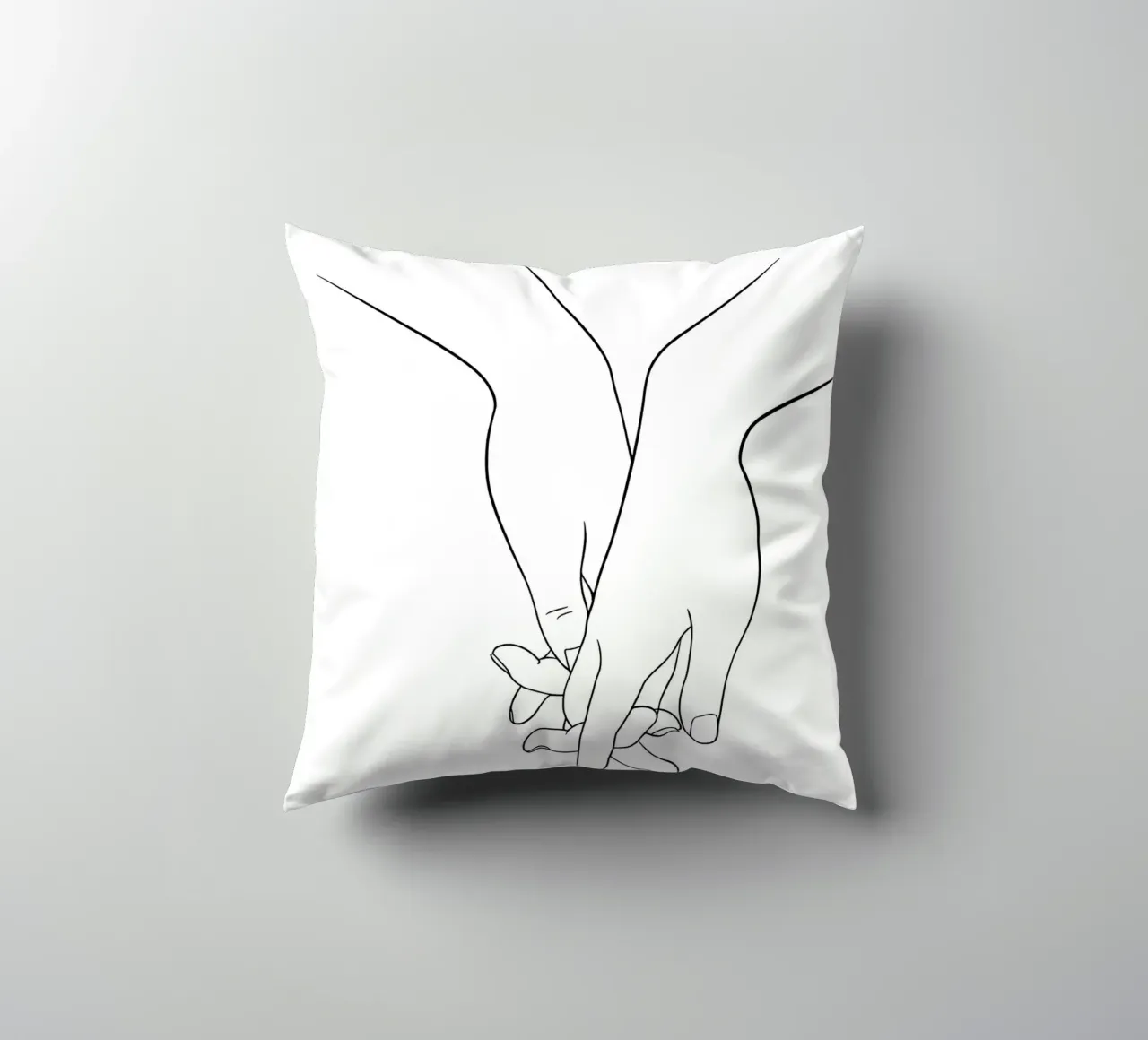 Mani che si tengono in mano Line Art minimalista cuscino da Viv Line Art