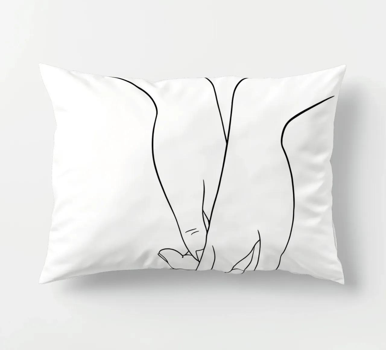 Mani che si tengono in mano Line Art minimalista cuscino da Viv Line Art