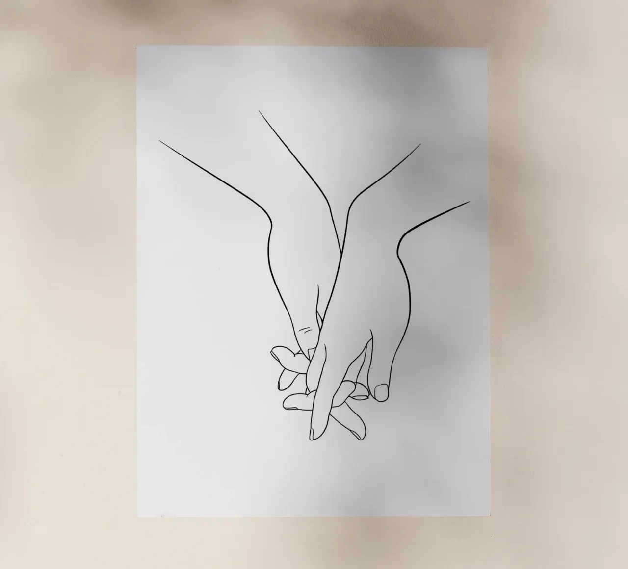 Mani che si tengono in mano Line Art minimalista pellicola backlit da Viv Line Art