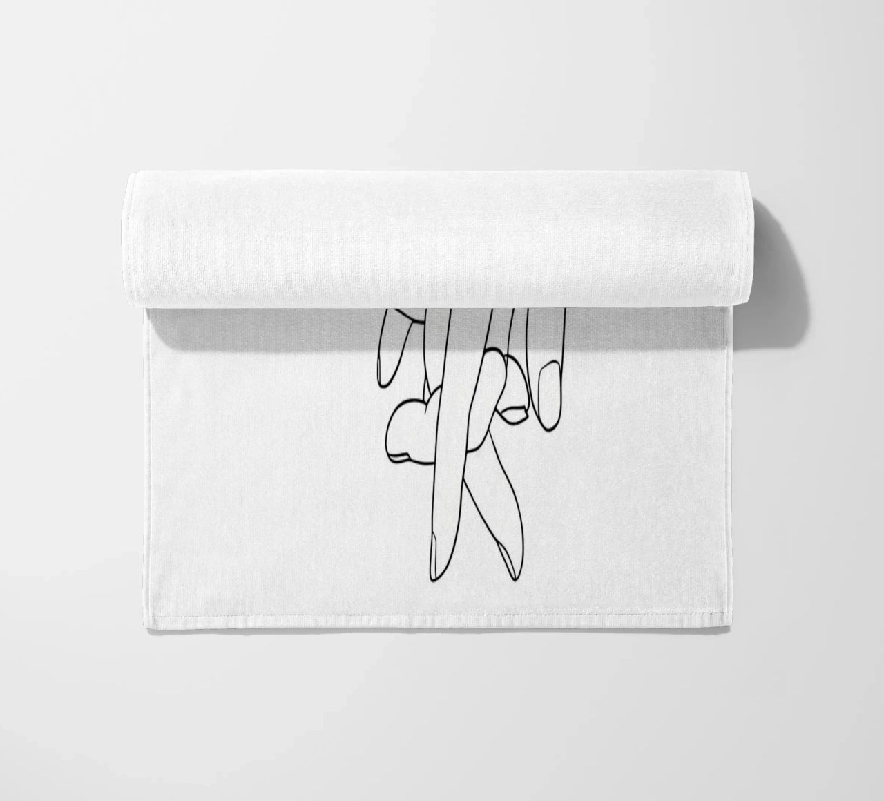 Mani che si tengono in mano Line Art minimalista telo mare da Viv Line Art