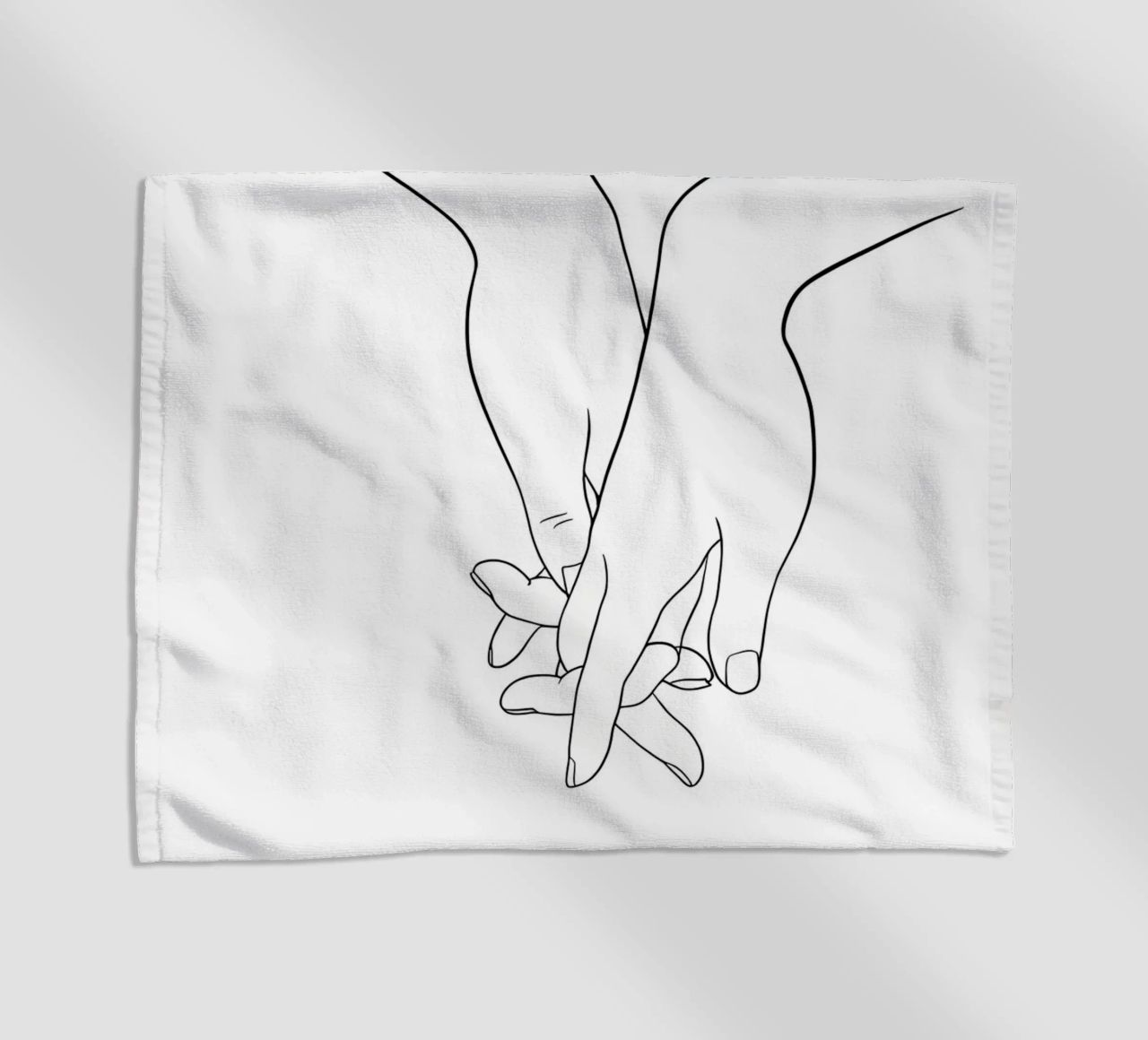 Mani che si tengono in mano Line Art minimalista telo mare da Viv Line Art