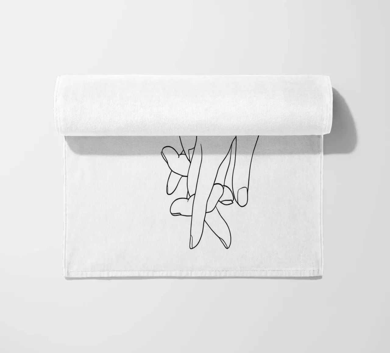 Manos que se sostienen Arte lineal minimalista toalla de playa de Viv Line Art
