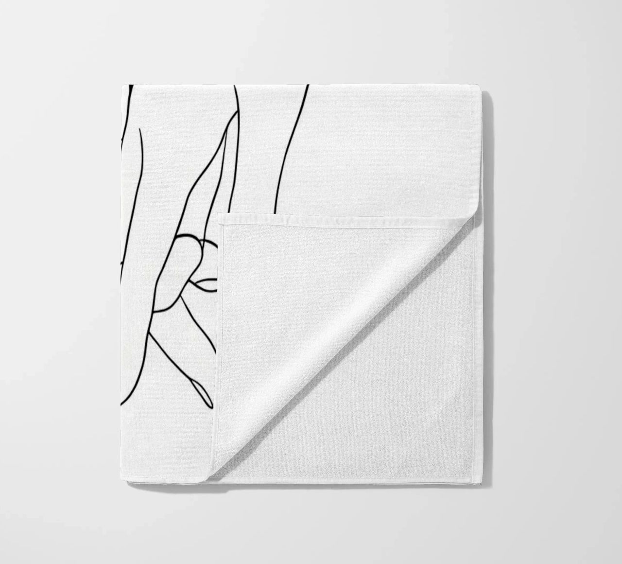 Mani che si tengono in mano Line Art minimalista telo mare da Viv Line Art