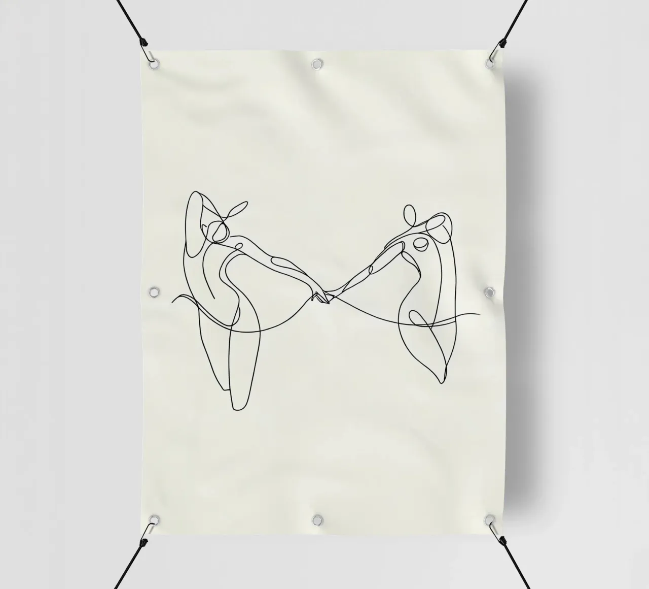 Danse amoureuse Dessin au trait minimaliste bâche pvc de Viv Line Art